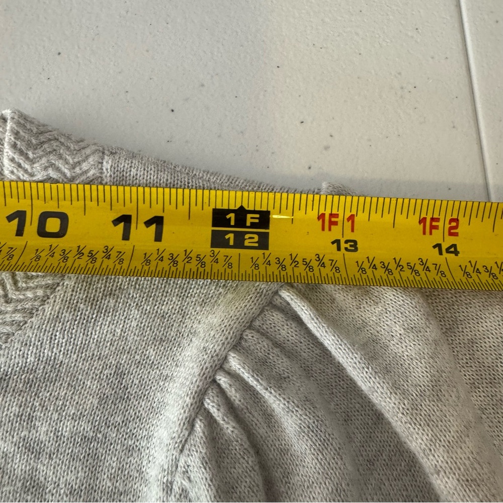 LILLA P Rib Trim Puff Sleeve Sweater Heather Gray Size XS Cotton Modal‎ - Picture 11 of 14